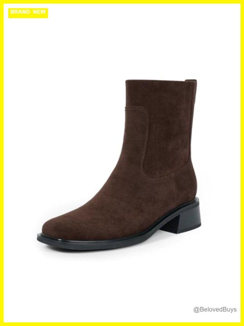 Square Toe Ankle Boots Faux Suede Low Block Heel Women's Booties Comfort